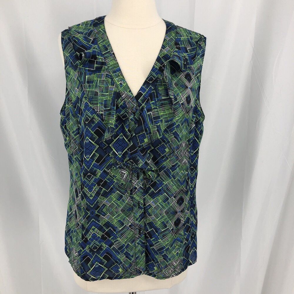 Tahari Arthur S. Levine, Blue Green Sleeveless top , Large